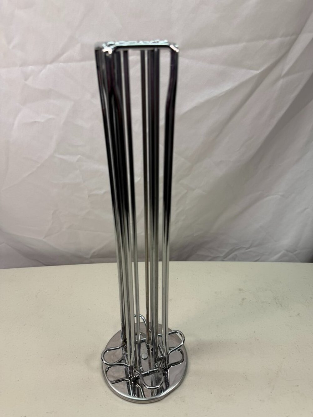 Rotating Chrome Coffee Pod Tower – 14.5" K‑Cup Holder – 30–40 Pod Rack